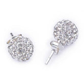 Boucles d'oreilles à tige en argent et pierre blanche